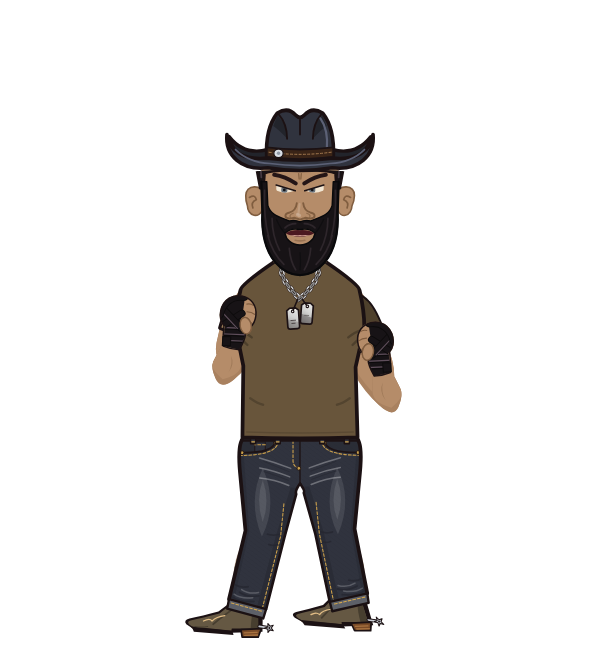 lewis, blue corner portrait. Landed 11 of 27 punches. Hat: Cowboy; Shirt: T-shirt; Hands: Wrapped.