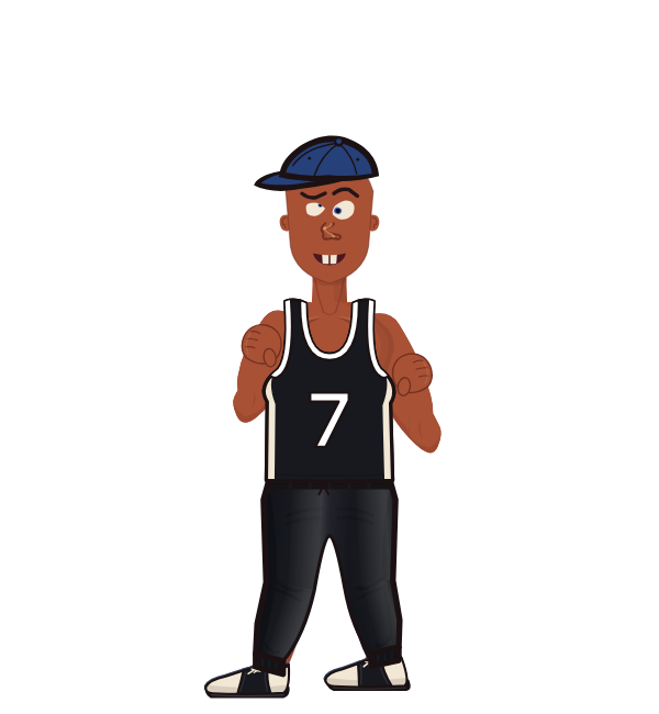 MightyFlapjack, blue corner portrait. Landed 28 of 52 punches. Hat: Cap; Shirt: Jersey.