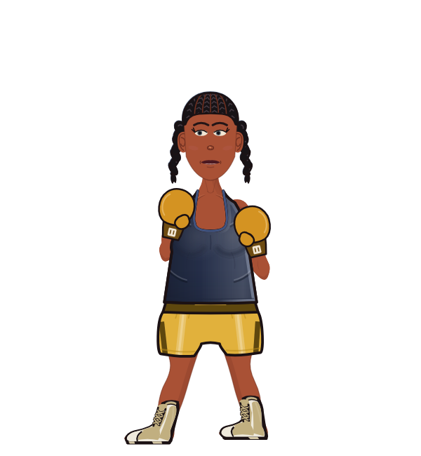 Punchkin, blue corner portrait. Landed 15 of 20 punches. Shirt: Tank; Hands: Classic.