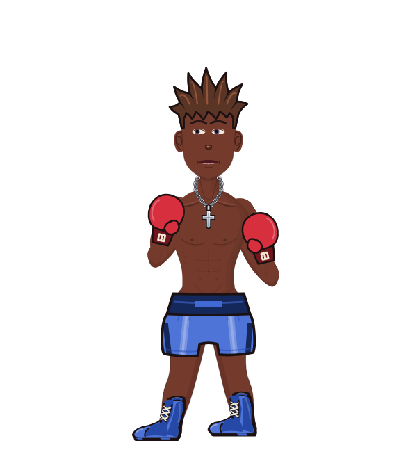 KingCobra, blue corner portrait. Landed 13 of 40 punches. Hands: Classic.