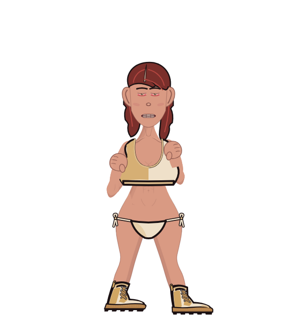 B Nasty, red corner portrait. Landed 32 of 42 punches. Shirt: Sports bra.