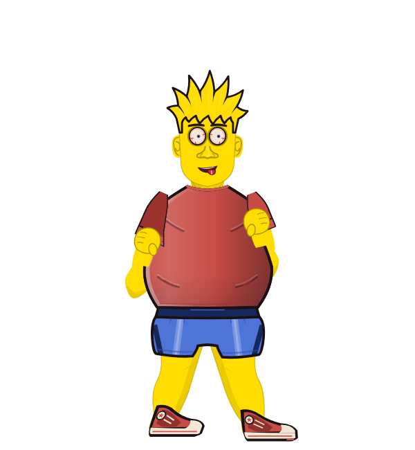 Bart Simpson, red corner portrait. Landed 30 of 35 punches. Shirt: T-shirt.