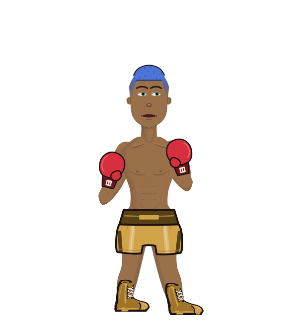 RascalMuffin, red corner portrait. Landed 81 of 97 punches. Hands: Classic.