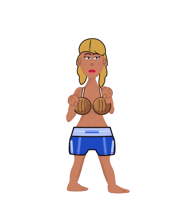 Vanessa Silva, red corner portrait. Landed 51 of 73 punches. Shirt: Coconut bra.