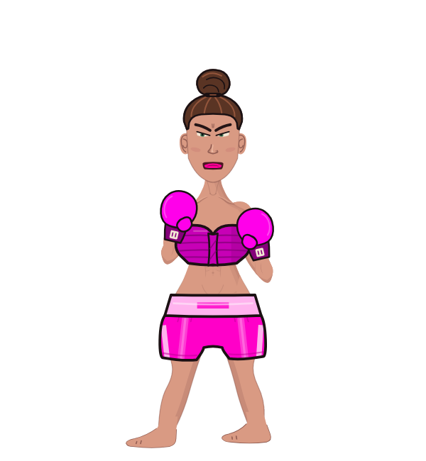 Madison Beer, blue corner portrait. Landed 28 of 29 punches. Shirt: Tube top; Hands: Classic.
