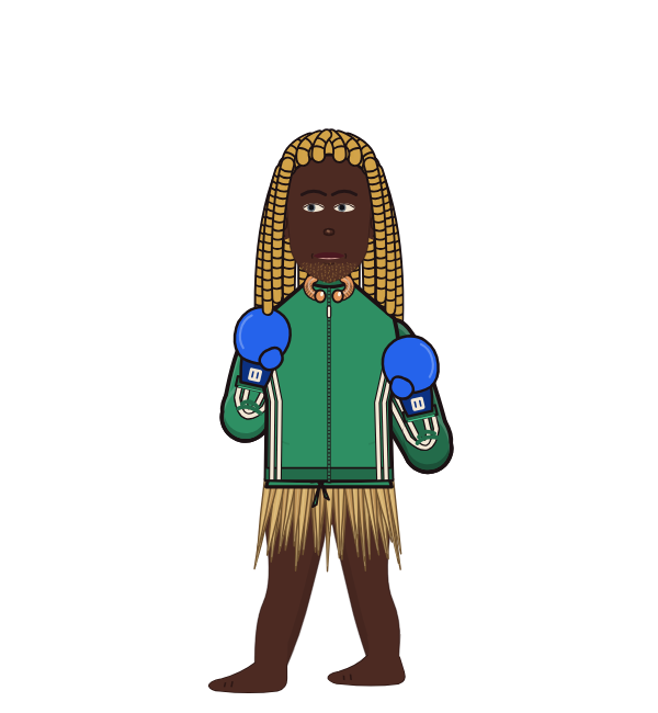 Ineedalearn, blue corner portrait. Landed 51 of 71 punches. Shirt: Track jacket; Hands: Classic.