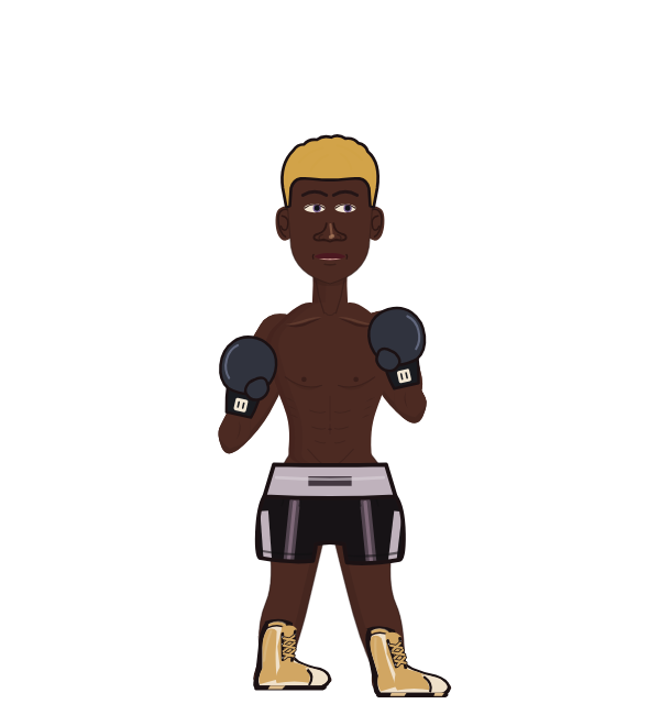 Ibatshie Bands, red corner portrait. Landed 38 of 60 punches. Hands: Classic.