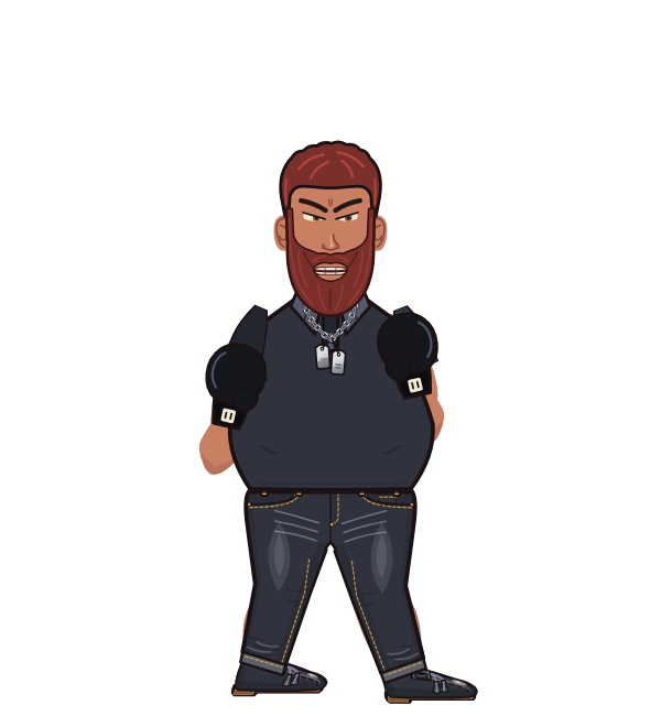 Crazy Gary, red corner portrait. Landed 78 of 126 punches. Shirt: Polo; Hands: Classic.