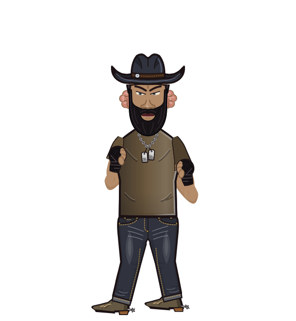 lewis, blue corner portrait. Landed 21 of 43 punches. Hat: Cowboy hat; Shirt: T-shirt; Hands: Wrapped.