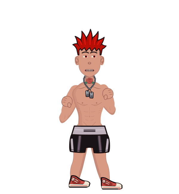Bkush, red corner portrait. Landed 59 of 69 punches.