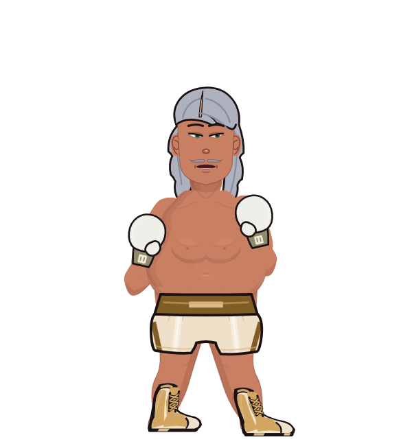 EmperorMax, red corner portrait. Landed 58 of 103 punches. Hands: Classic.