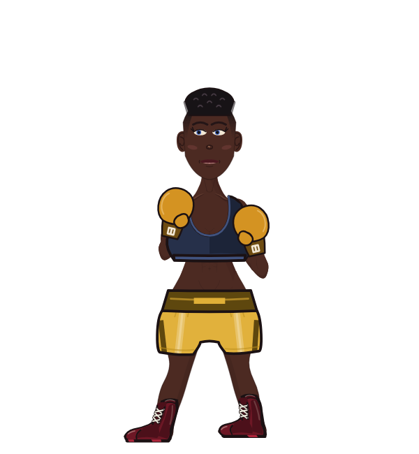Smacklemore, blue corner portrait. Landed 9 of 10 punches. Shirt: Sports bra; Hands: Classic.