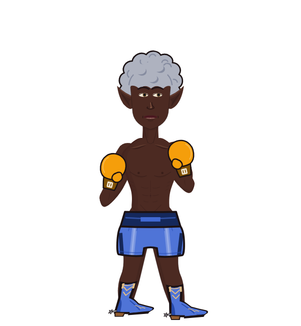 Leander, red corner portrait. Landed 4 of 8 punches. Hands: Classic.