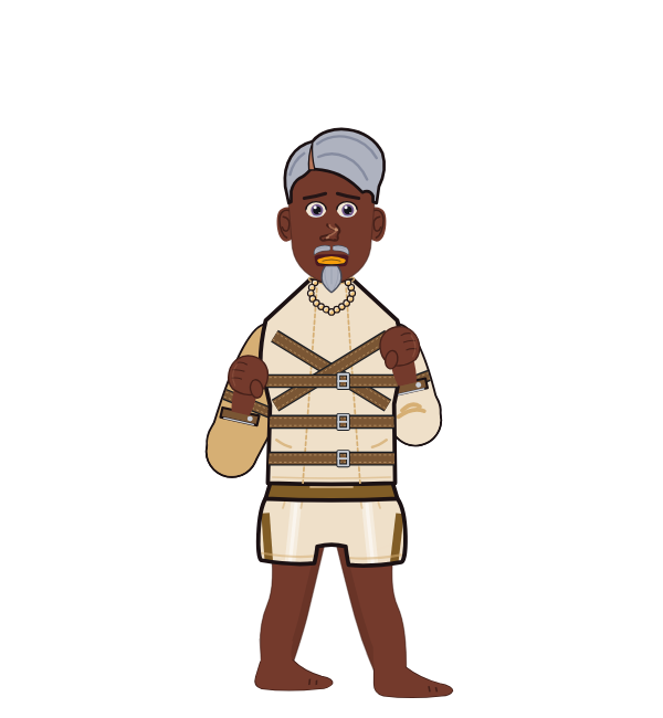 BraveWaffle, red corner portrait. Landed 68 of 88 punches. Shirt: Straitjacket.