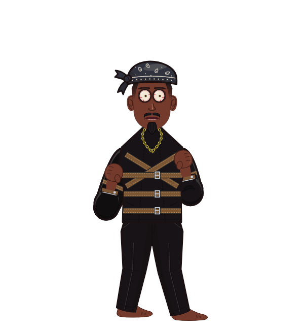 SneakyPotato, red corner portrait. Landed 55 of 109 punches. Hat: Bandana; Shirt: Straitjacket.