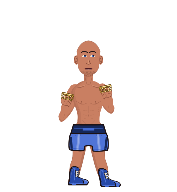 Emperor RoSe, red corner portrait. Landed 24 of 44 punches. Hands: Brass.