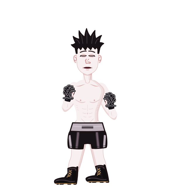 Haws, blue corner portrait. Landed 46 of 93 punches. Hands: Chain wraps.