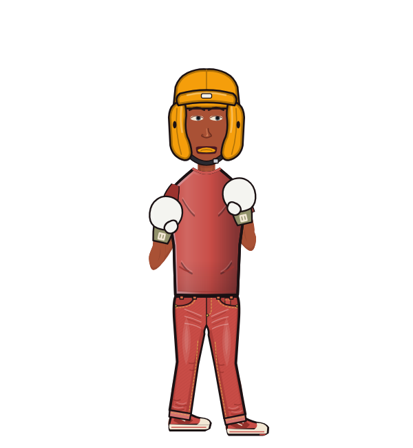 Talibxn, red corner portrait. Landed 45 of 51 punches. Hat: Headgear; Shirt: T-shirt; Hands: Classic.