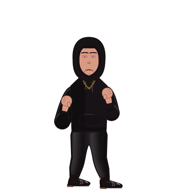 DaGrind, red corner portrait. Landed 31 of 38 punches. Shirt: Hoodie.