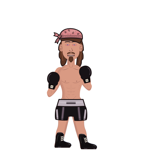 CJ, red corner portrait. Landed 60 of 81 punches. Hat: Bandana; Hands: Classic.