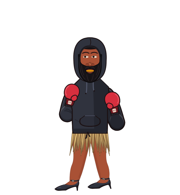 JollyDetective, blue corner portrait. Landed 4 of 14 punches. Shirt: Hoodie; Hands: Classic.