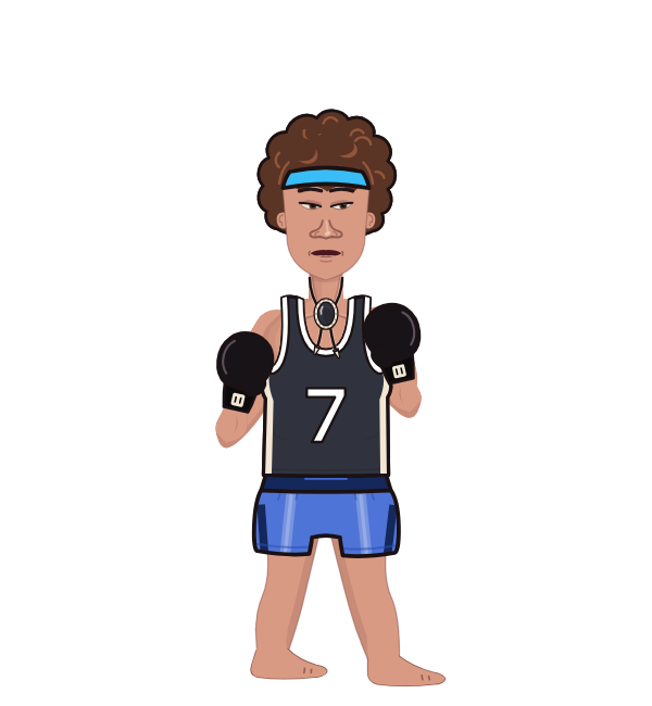 The Truth, red corner portrait. Landed 36 of 41 punches. Hat: Headband; Shirt: Jersey; Hands: Classic.