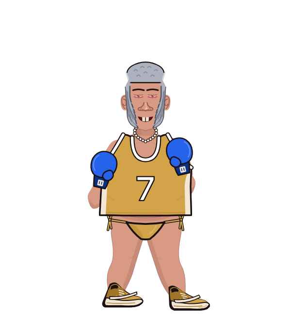 LoopyCaptain, red corner portrait. Landed 22 of 42 punches. Shirt: Jersey; Hands: Classic.