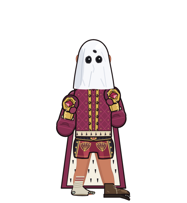 The Truth, red corner portrait. Landed 26 of 55 punches. Hat: Ghost sheet hood; Shirt: Royal robe; Hands: Royal gauntlets.