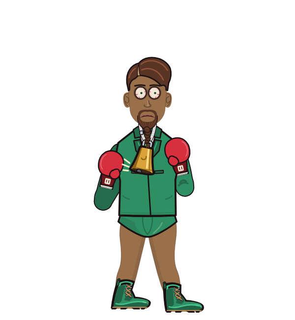 AwkwardSquid, red corner portrait. Landed 1 of 2 punches. Shirt: Formal; Hands: Classic.