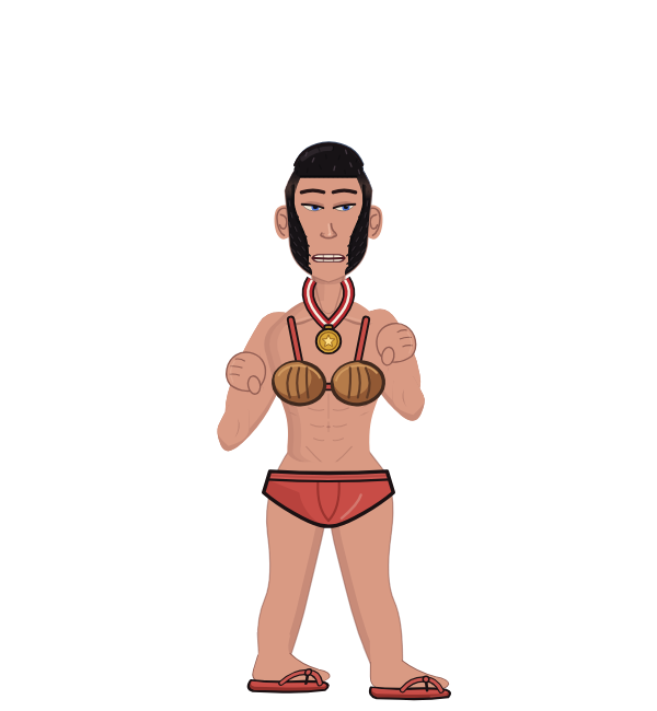 ISRAELDEPEDRO, red corner portrait. Landed 20 of 49 punches. Shirt: Coconut bra.