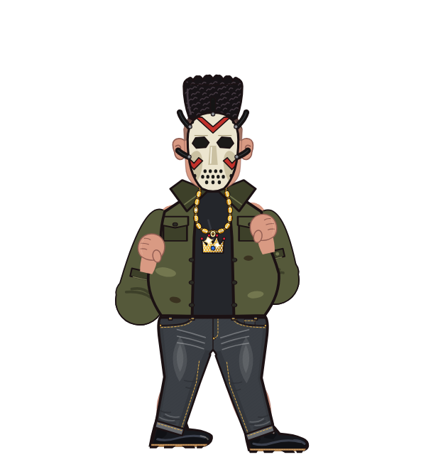 The Butcher, red corner portrait. Landed 35 of 71 punches. Hat: Hockey mask; Shirt: Slasher jacket.