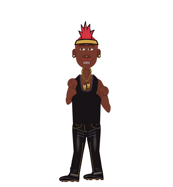 The Dude, blue corner portrait. Landed 0 of 0 punches. Hat: Headband; Shirt: Tank.