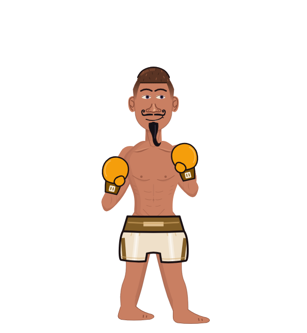 PY, red corner portrait. Landed 0 of 0 punches. Hands: Classic.