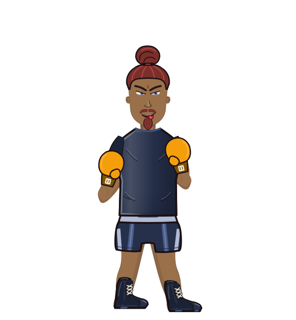 AwkwardSpoon, red corner portrait. Landed 72 of 105 punches. Shirt: T-shirt; Hands: Classic.