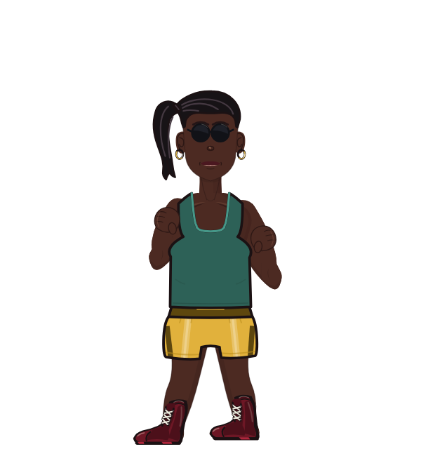 Brawlbert, blue corner portrait. Landed 15 of 25 punches. Shirt: Tank.