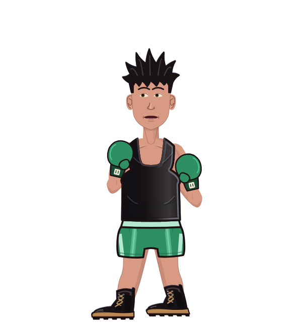 Little Mac, blue corner portrait. Landed 67 of 104 punches. Shirt: Tank; Hands: Classic.