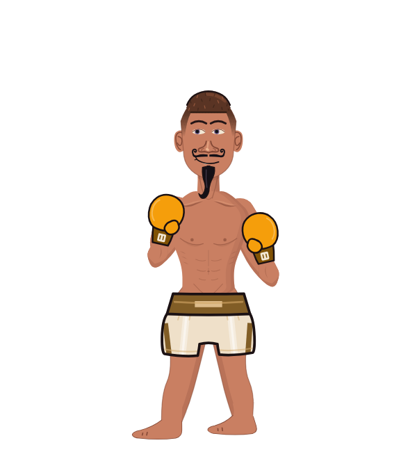 PY, blue corner portrait. Landed 51 of 83 punches. Hands: Classic.