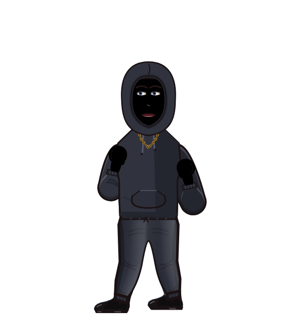 Him, blue corner portrait. Landed 12 of 24 punches. Hat: Cap; Shirt: Hoodie.
