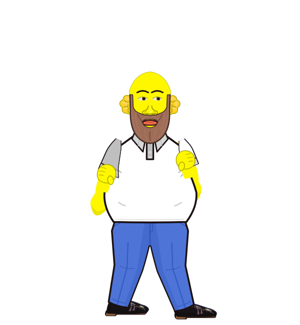 HOMER SIMPSON, red corner portrait. Landed 34 of 43 punches. Shirt: Polo.