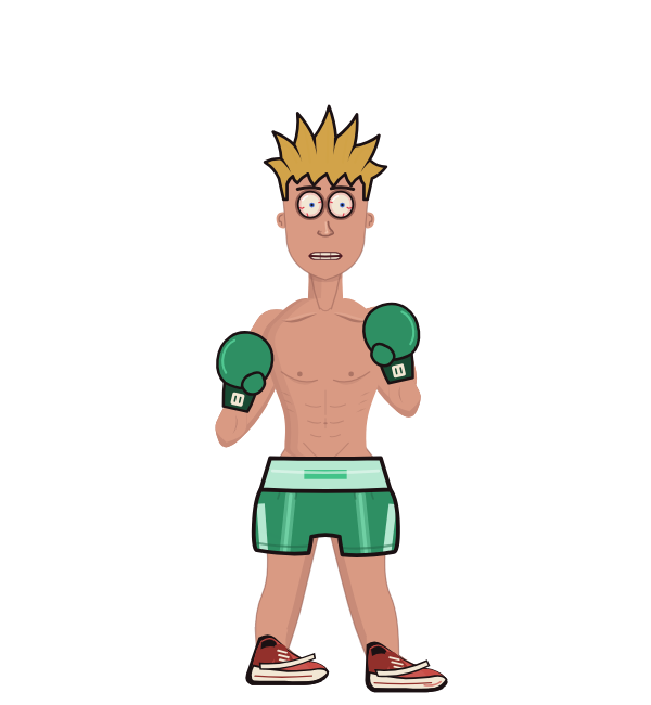 Tecky, red corner portrait. Landed 88 of 115 punches. Hands: Classic.