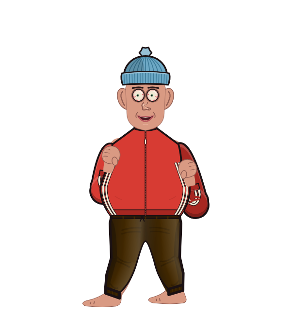 ERIC CARTMAN, blue corner portrait. Landed 20 of 32 punches. Hat: Beanie; Shirt: Track jacket.