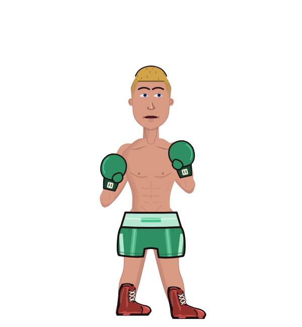 Tecky, red corner portrait. Landed 73 of 122 punches. Hands: Classic.
