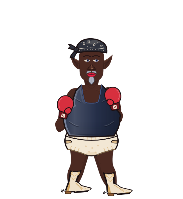Big Daddy, red corner portrait. Landed 31 of 59 punches. Hat: Bandana; Shirt: Tank; Hands: Classic.