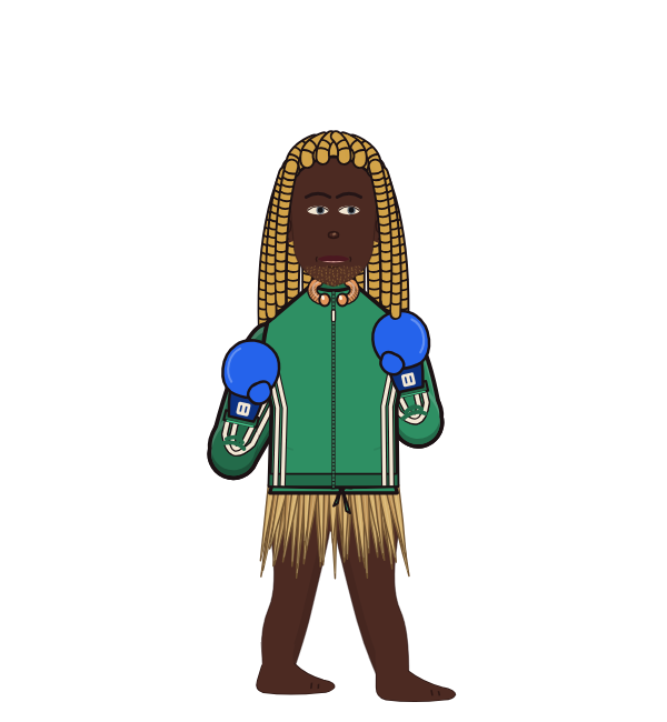 Ineedalearn, red corner portrait. Landed 61 of 91 punches. Shirt: Track jacket; Hands: Classic.