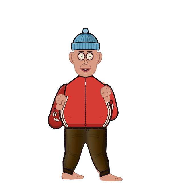 ERIC CARTMAN, red corner portrait. Landed 35 of 42 punches. Hat: Beanie; Shirt: Track jacket.