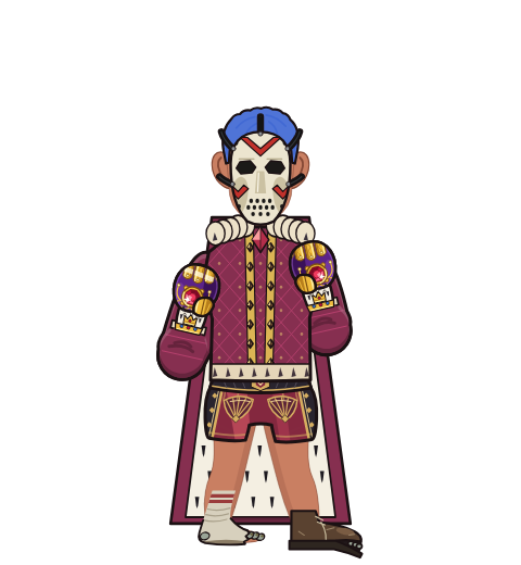 The Truth, level 58 boxer. Record: 66 wins, 43 losses, 0 draws. Hat: Hockey mask; Shirt: Royal robe; Hands: Royal gauntlets.