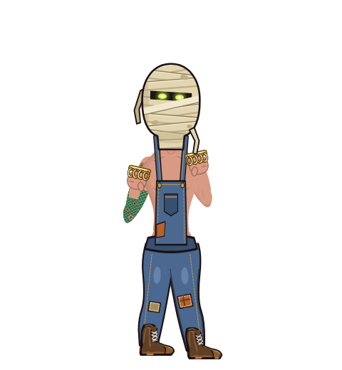 DapperBison, level 30 boxer. Record: 17 wins, 22 losses, 0 draws. Hat: Mummy wrap; Hands: Brass.