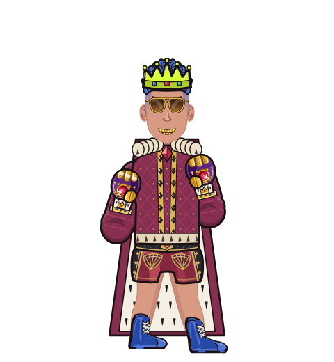 Emperor RoSe, level 64 boxer. Record: 272 wins, 153 losses, 3 draws. Hat: Crown; Shirt: Royal robe; Hands: Royal gauntlets.