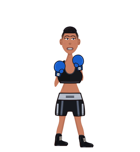 Tayson, level 1 boxer. Record: 0 wins, 0 losses, 0 draws. Shirt: Sports bra; Hands: Classic.