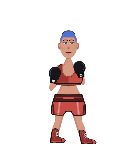 chichennuggg, level 1 boxer. Record: 1 wins, 1 losses, 0 draws. Shirt: Sports bra; Hands: Classic.